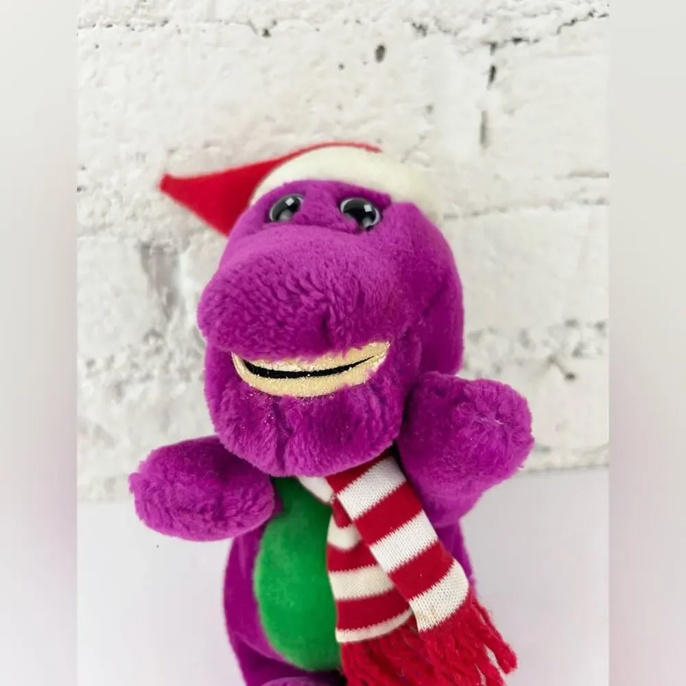 Vintage 90’s Barney The Purple Dinosaur Christmas 9” Plush